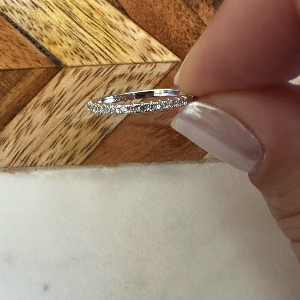 Sterling silver cubic zirconia eternity ring